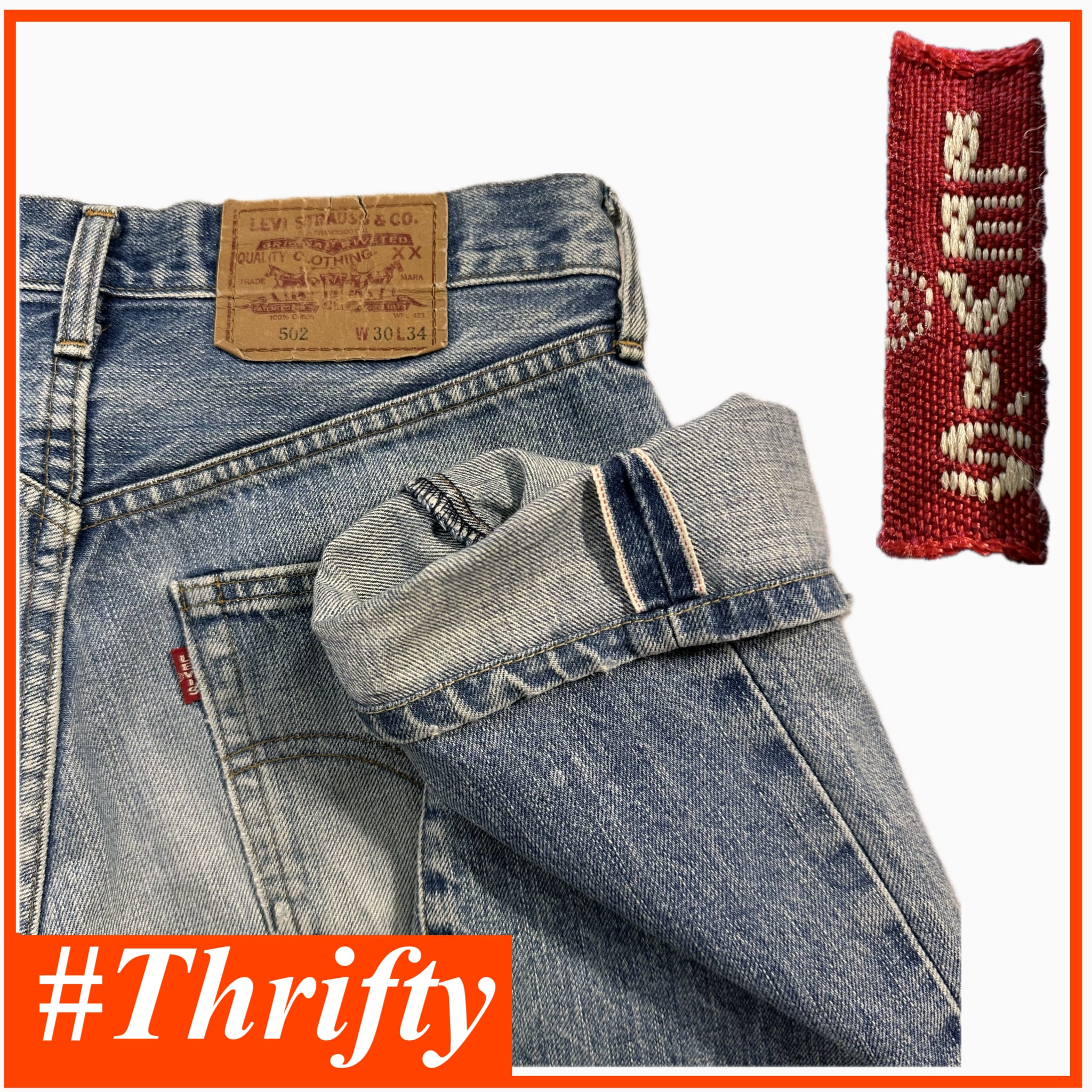 メンズ 90s Levis リーバイス 502XX 復刻セルビッチ デニムパンツ W31