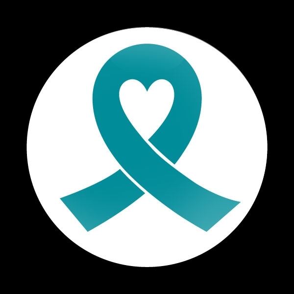 ゴーバッジ(ドーム)（CD0981- TEAL RIBBON WHITE (OVARIAN CANCER)） - 画像1