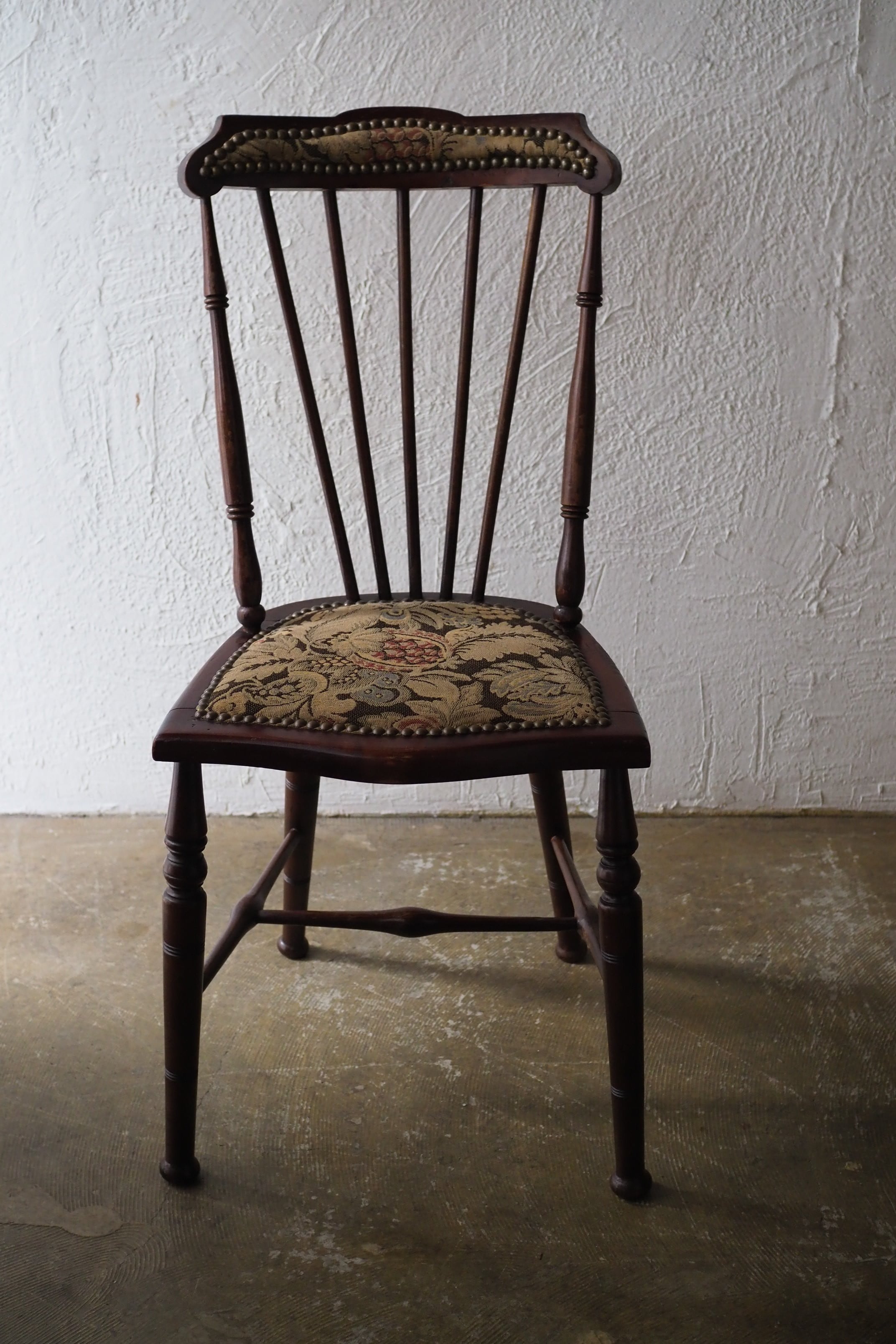 ゴブラン織りのエドワーディアンチェア-antique england chair