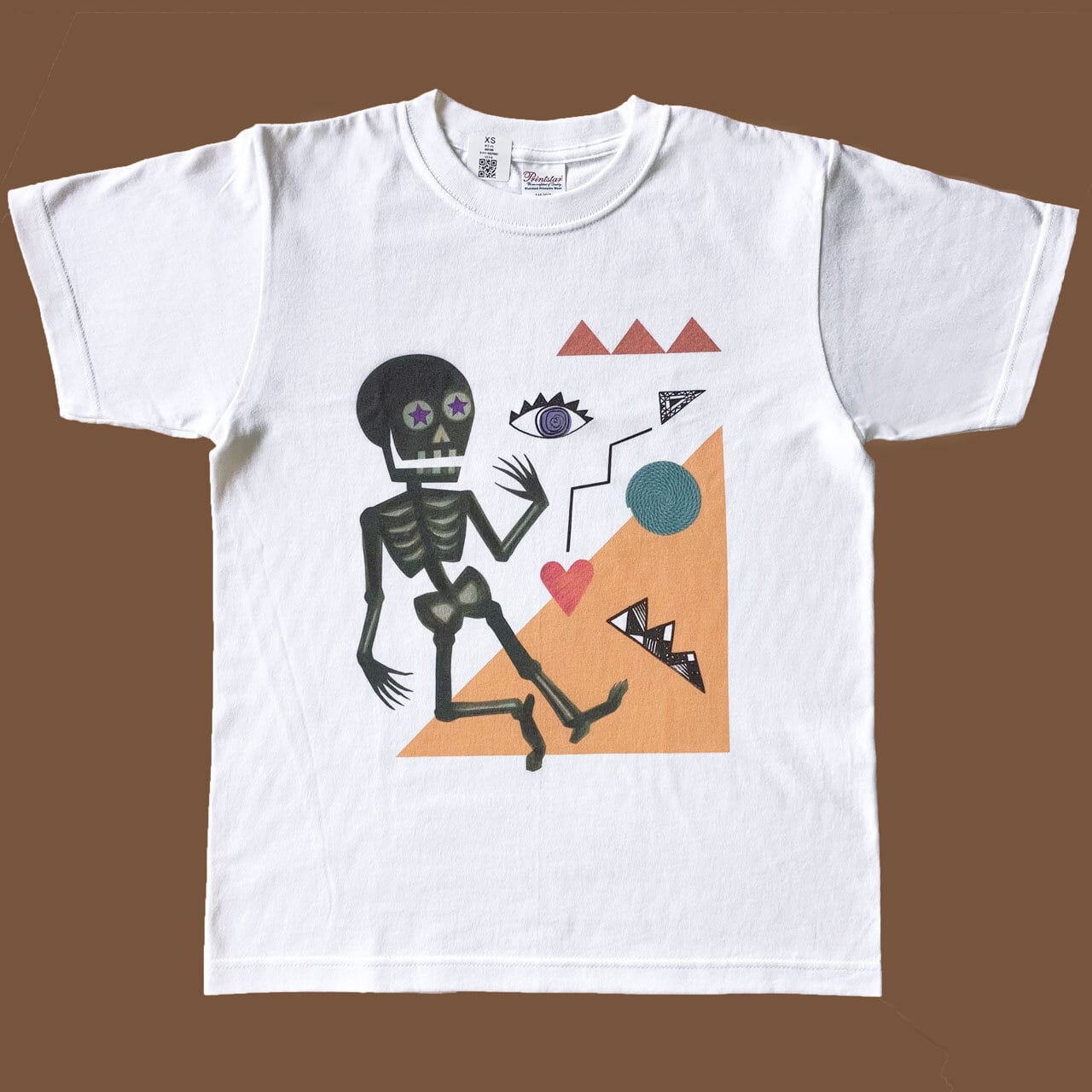 オリジナルイラストTシャツ「ガイコツさん1（ハートとガイコツ
