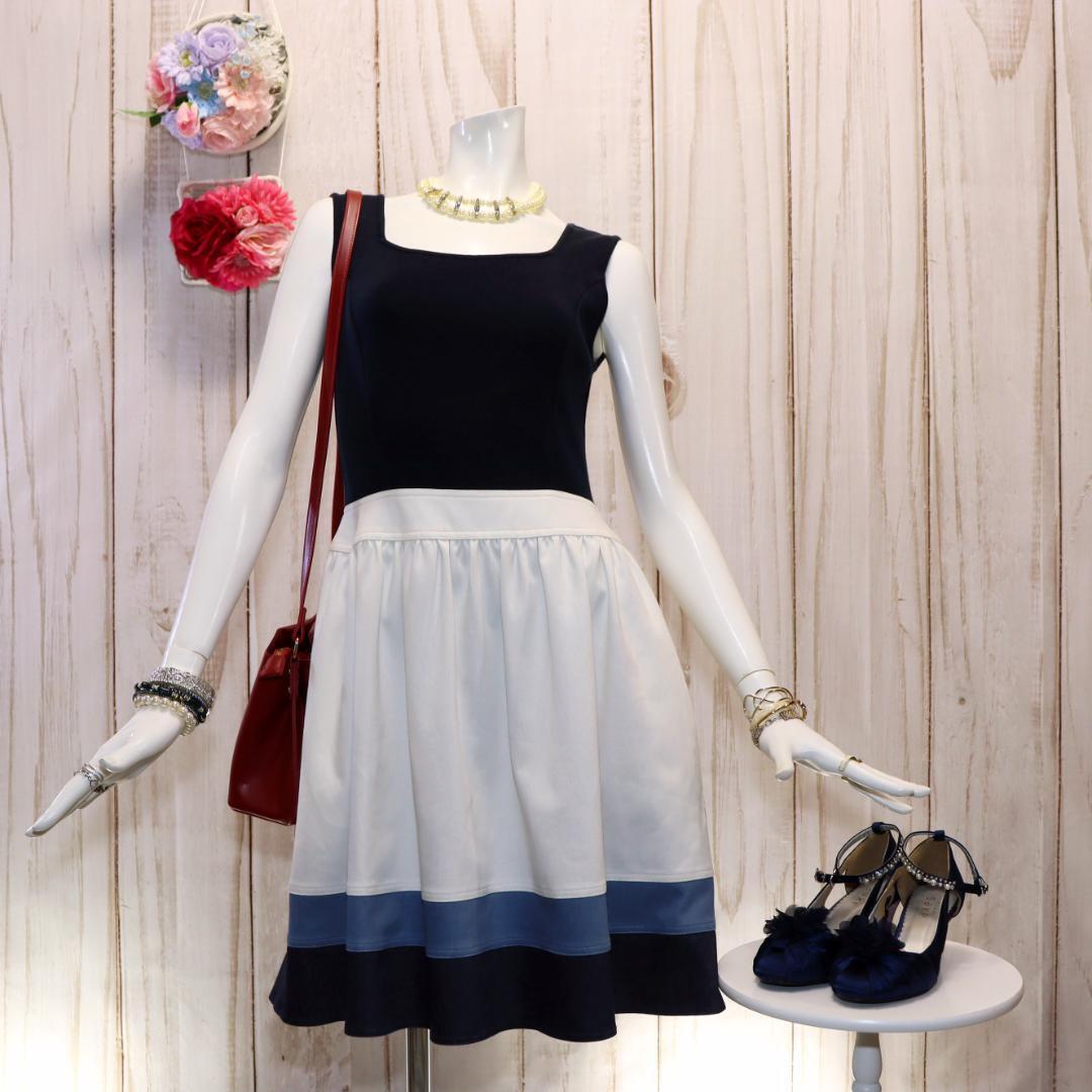 フォクシー ギャザーワンピース ボートネック M フレアシルエット