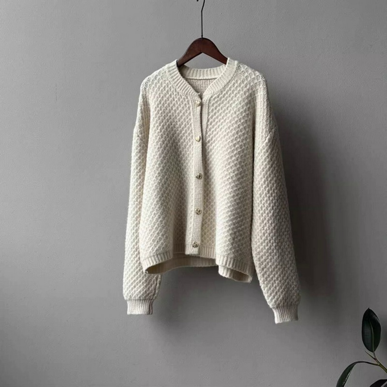 ニット 柄 編み カーディガン 10350