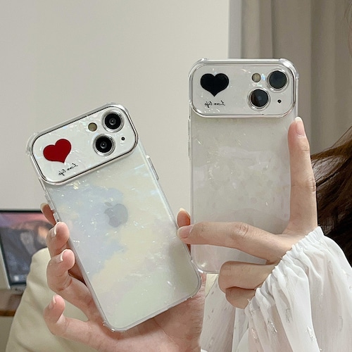 貝殻柄 iPhone15 Proケース カメラ全面保護 iPhone15proケース ハート かわいい iPhone14 Pro Maxカバー 親友とお揃い 人気アイフォンケース iphone全機種対応 スタイリッシュ 大人 韓国女子愛用 オシャレ 全二色 おすすめ♡