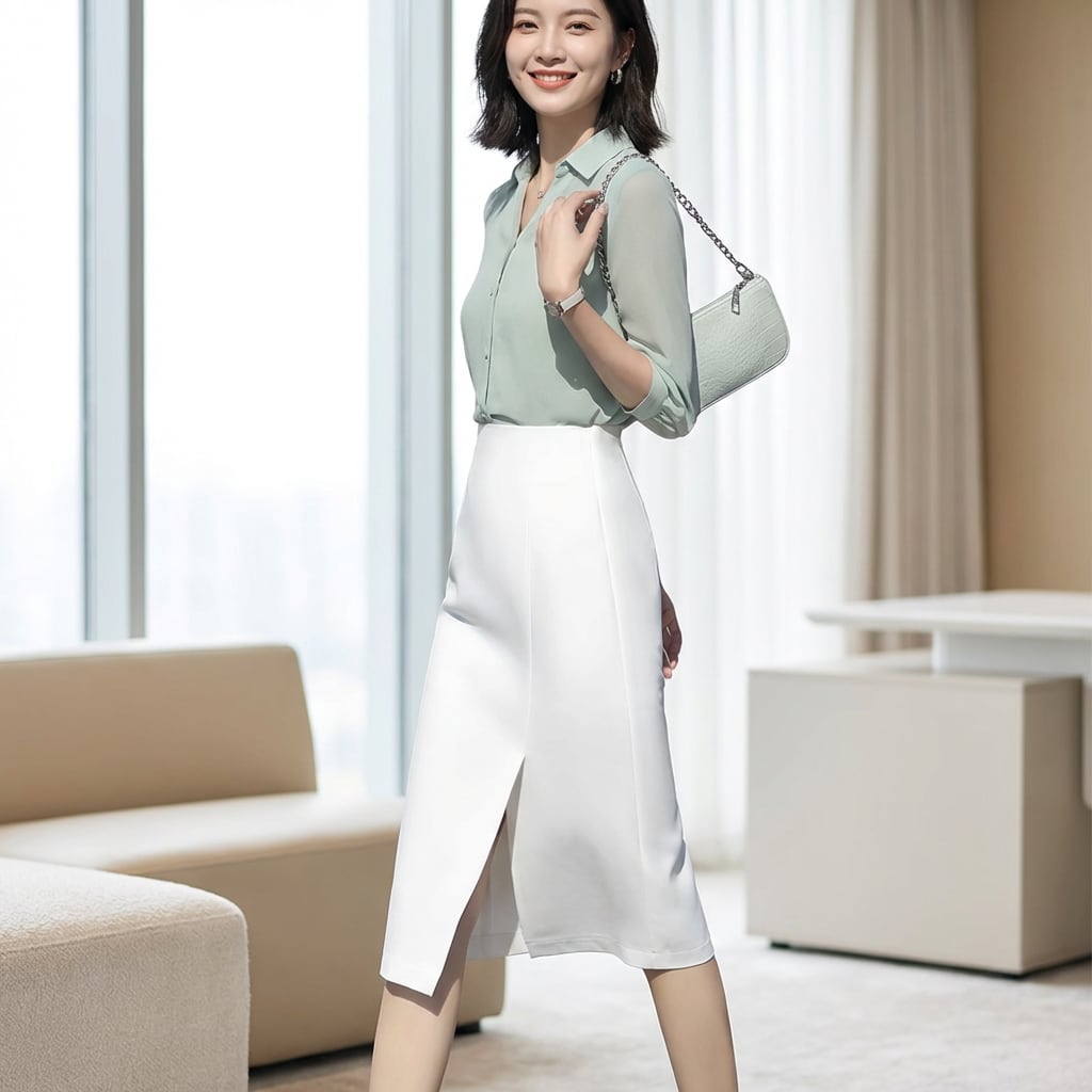 ハイウエストハーフスリットスカート(2color) A0917