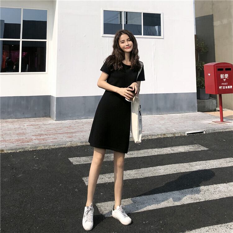 送料無料 ワンピース ミニワンピース ミニ丈 タイトスカート 細身 ブラック ベージュ ラウンドネック 韓国 春物 春服 カジュアル シンプル 大人 デート 女子会 Op 164kj ワンピースコーデのお店 Flower Silhouette