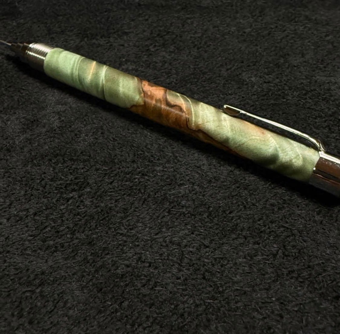 262栃トラ杢スタビ 木製シャーペン 超低重心溝付き ステンレス | handwood