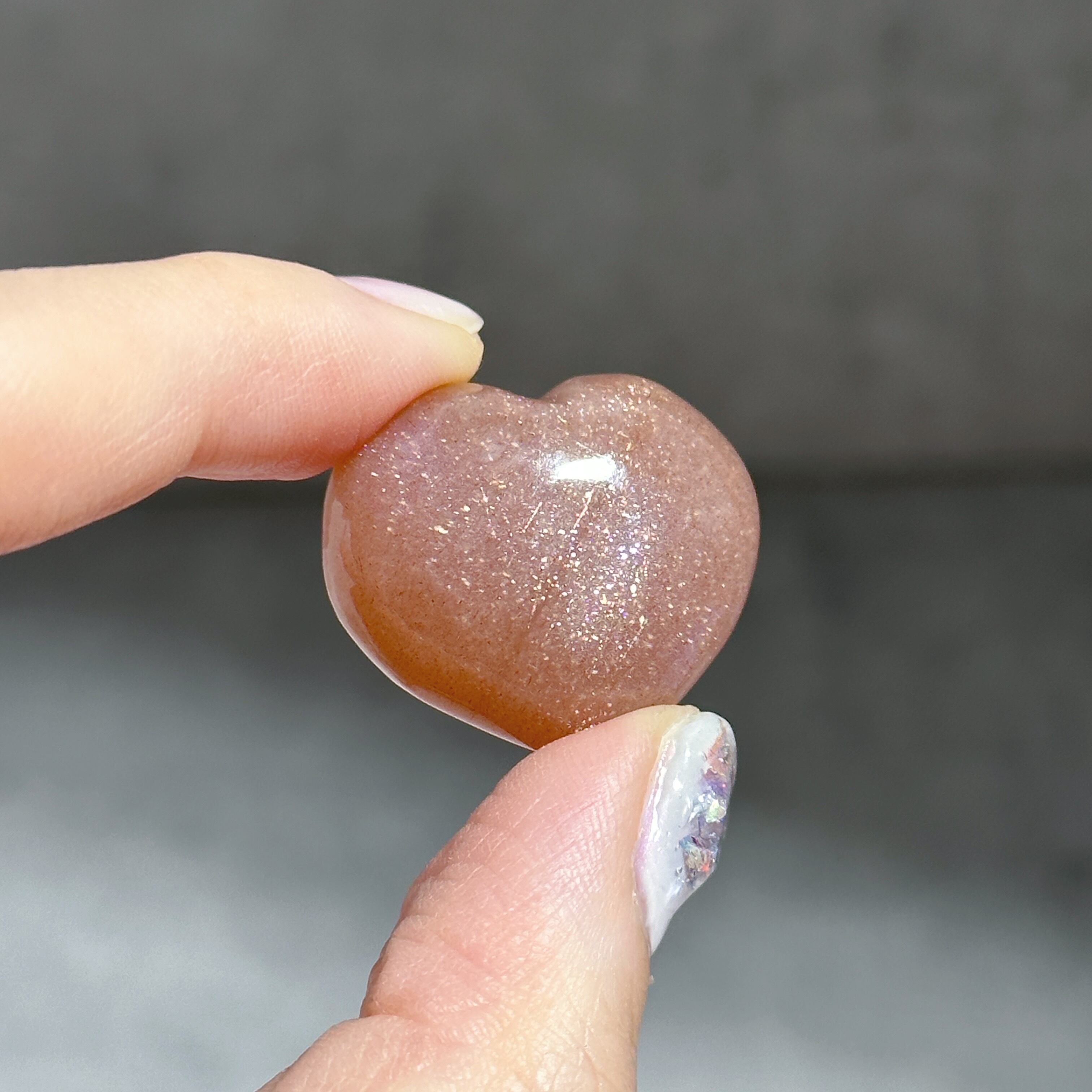 ピーチサン&ムーンストーン ハート03◇Peach Sun & Moon Stone Heart◇ 天然石・鉱物・パワーストーン