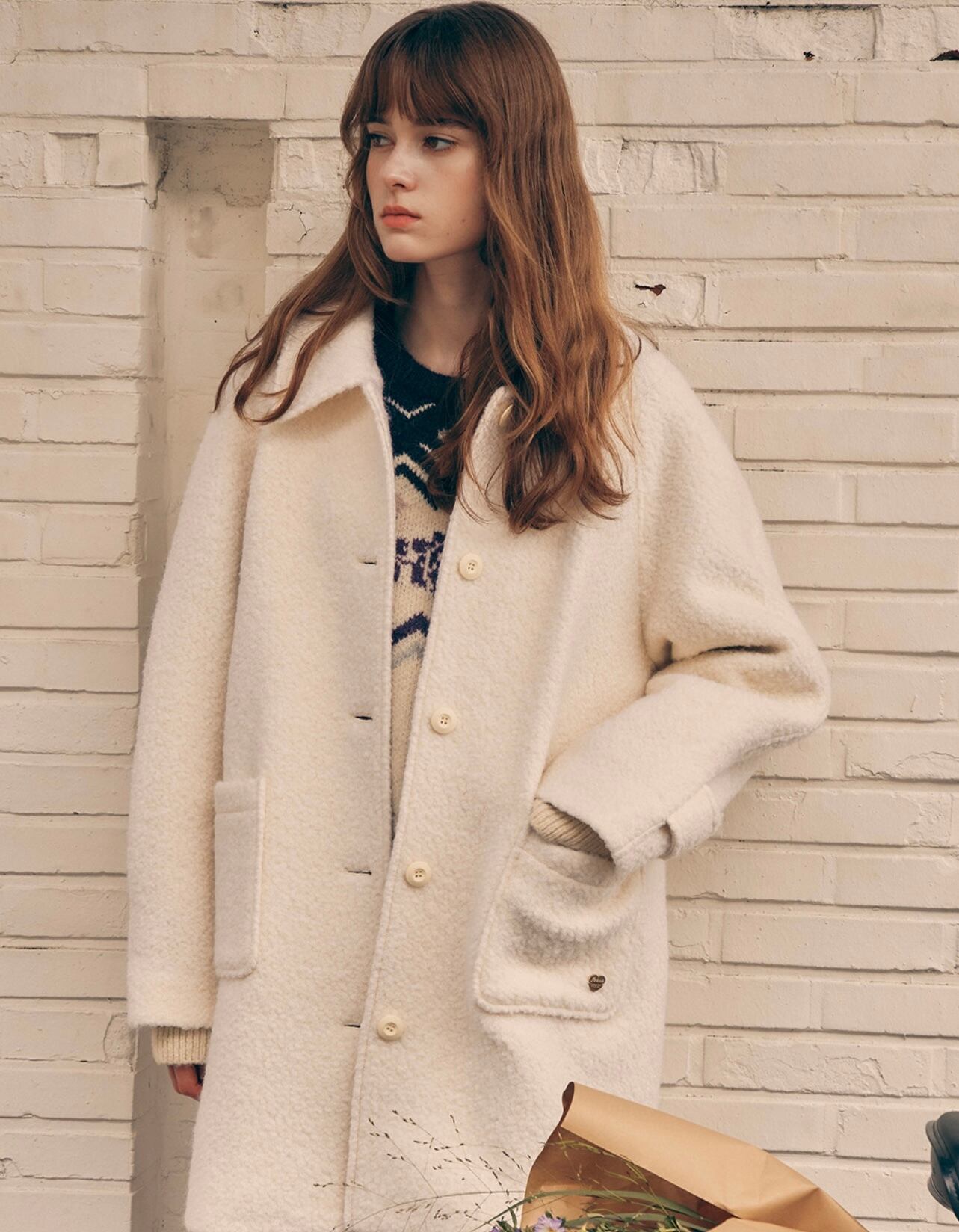 ROLAROLA] WOOL HALF COAT IVORY 正規品 韓国ブランド 韓国通販 韓国