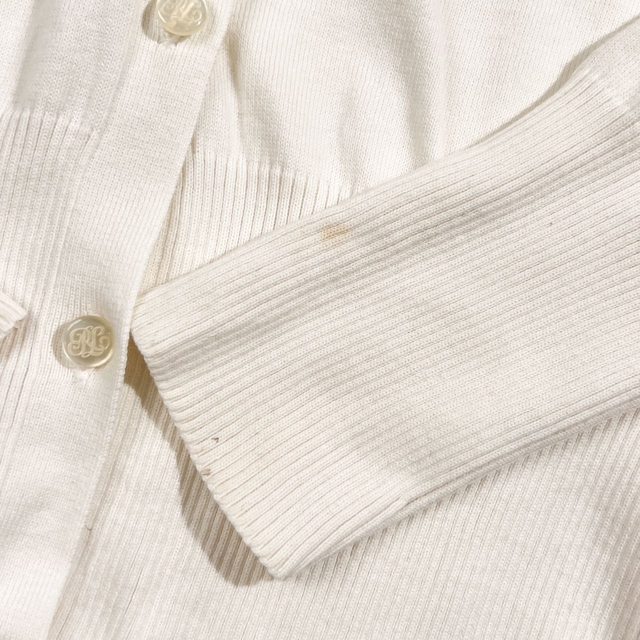 00s RALPH LAUREN ラルフローレン コットン ニット カーディガン M/ホワイト系 レディース オールド
