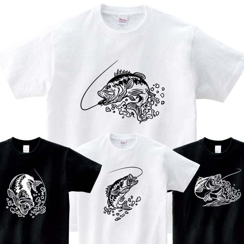 選べるデザイン ブラックバス釣り 線画 バス釣り Tシャツ rf26 半袖・長袖 ルアーフィッシング 釣り好き 釣り人 誕生日 父の日 敬老の日 ギフト プレゼント