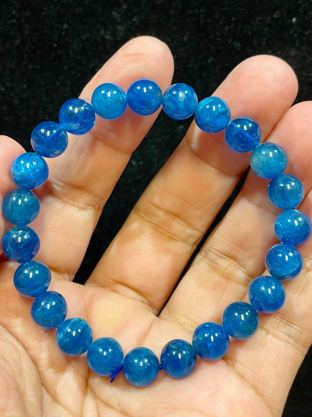 3) 超美品！スーパー「ブルー・アパタイト」ブレスレット8mm