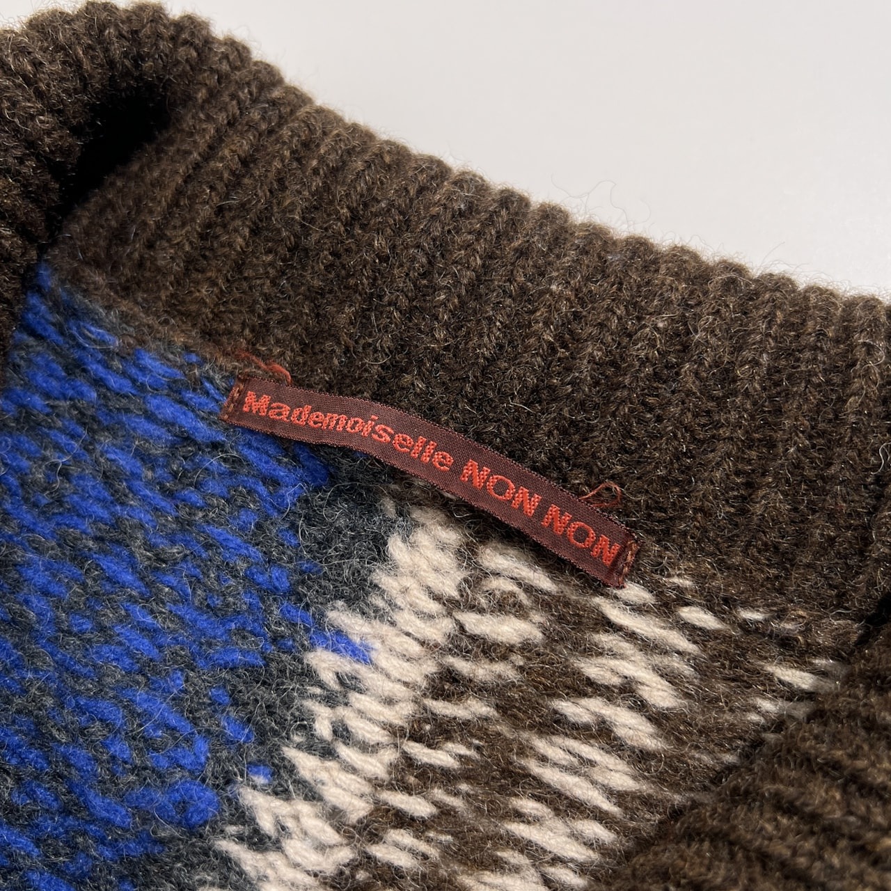 Mademoiselle NON NON マドモアゼルノンノン チェック柄 切替デザイン ウールニット カーディガン /レディース/パパス/日本製