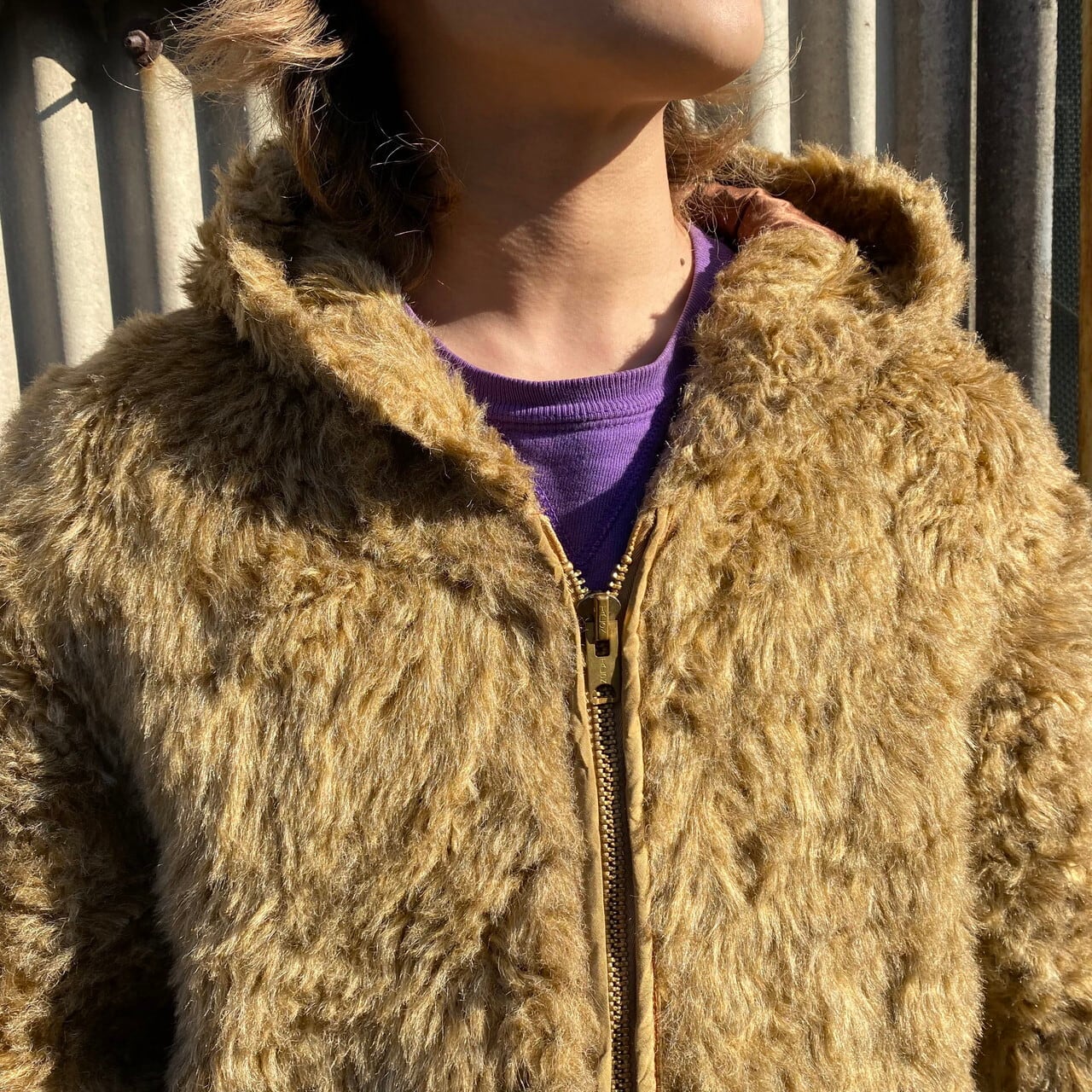 70年代 HLF OUTERWEAR フェイクファーパーカー メンズL 古着