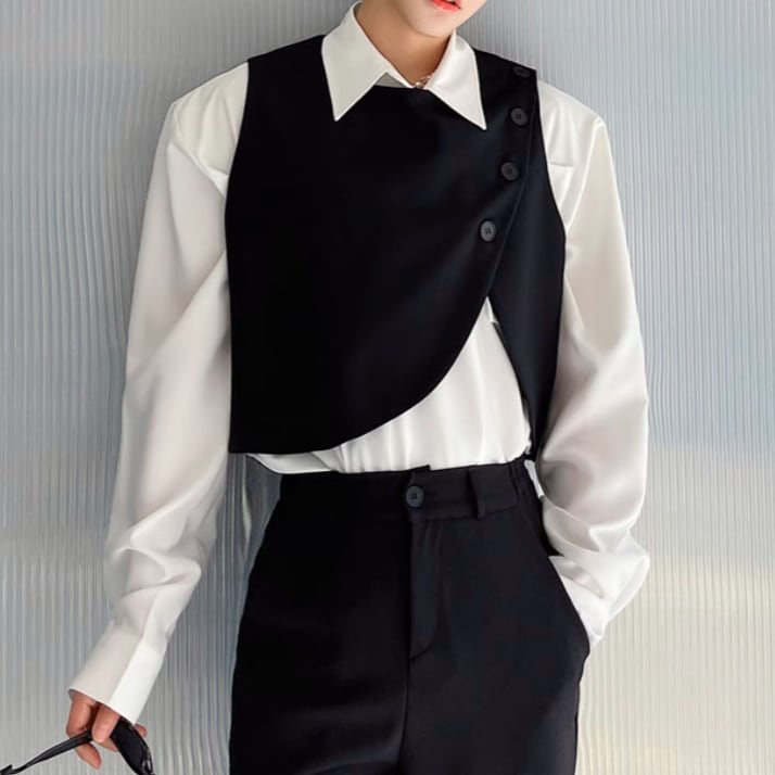 ENFOLD エンフォルド　アシンメトリーベスト 25AW】ENFOLD エンフォルド /ASYMMETRY MINI VEST / ミニベスト