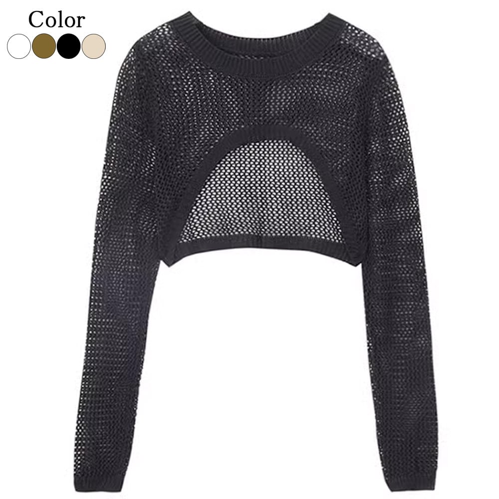 ローゲージかぎ編み長袖サマーニット 4Color