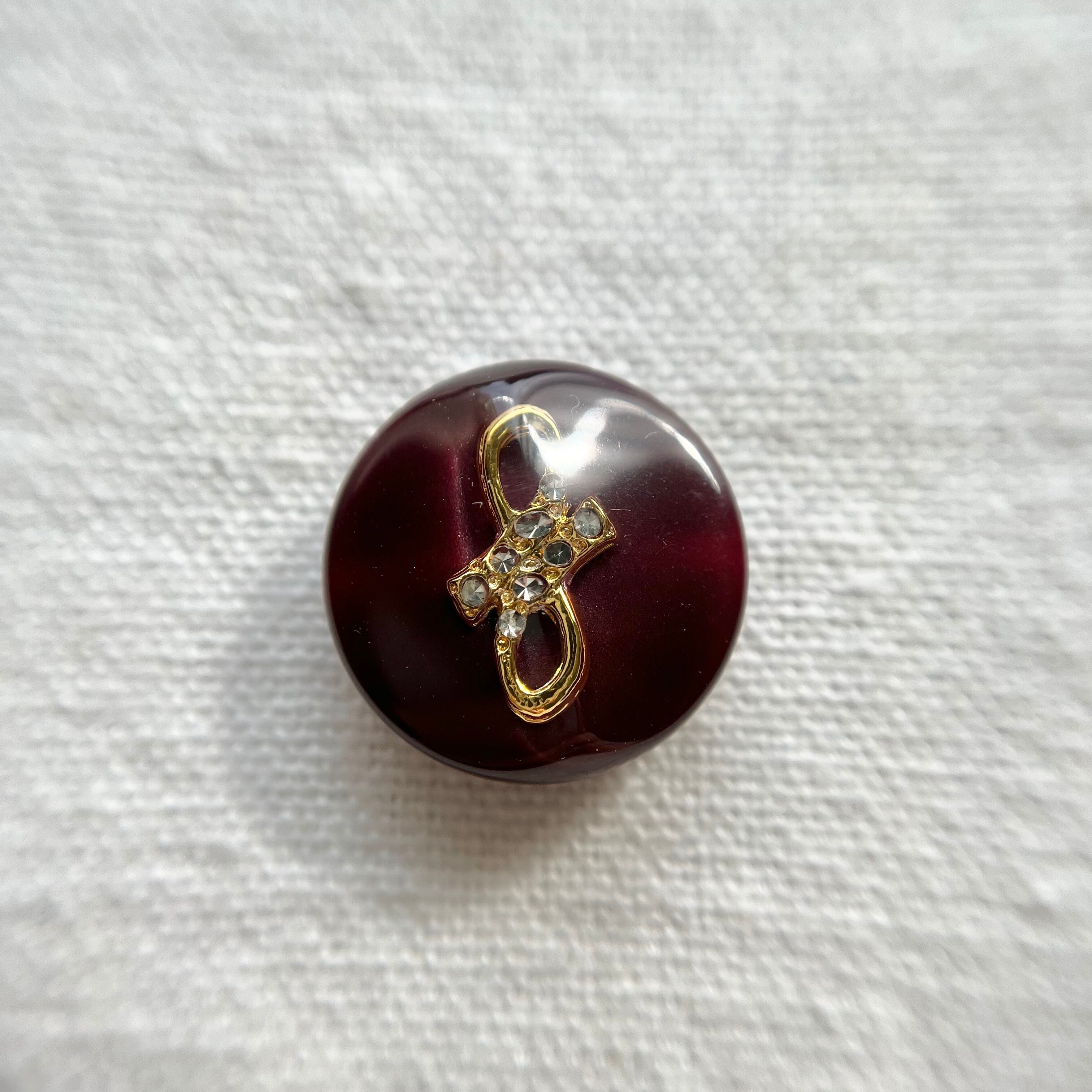 ラインストーンゴールドリボン×ディープパープル 18㎜