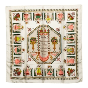 エルメス カレ90 Huile Rafraîchissante à l’Usage de la Toilette Parfumée 花の植生 スカーフ ベージュ マルチカラー シルク レディース HERMES 【中古】