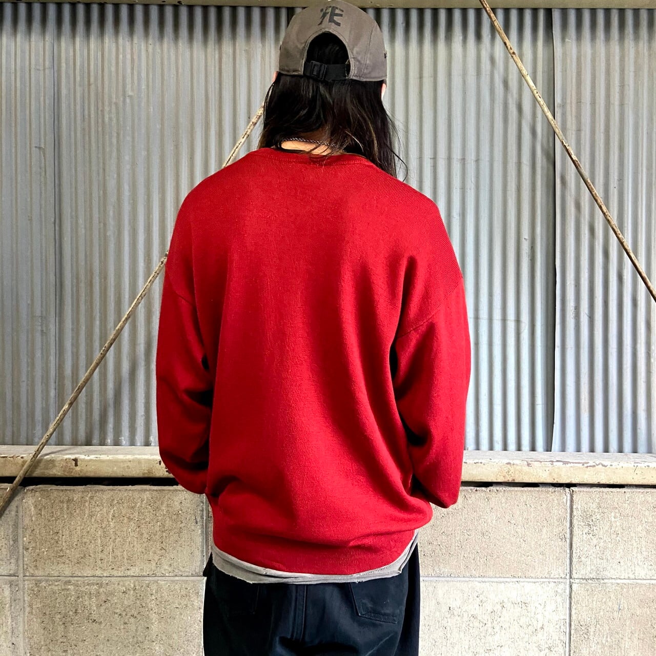 80年代 ラコステ クルーネック ウール アクリルニットセーター メンズL