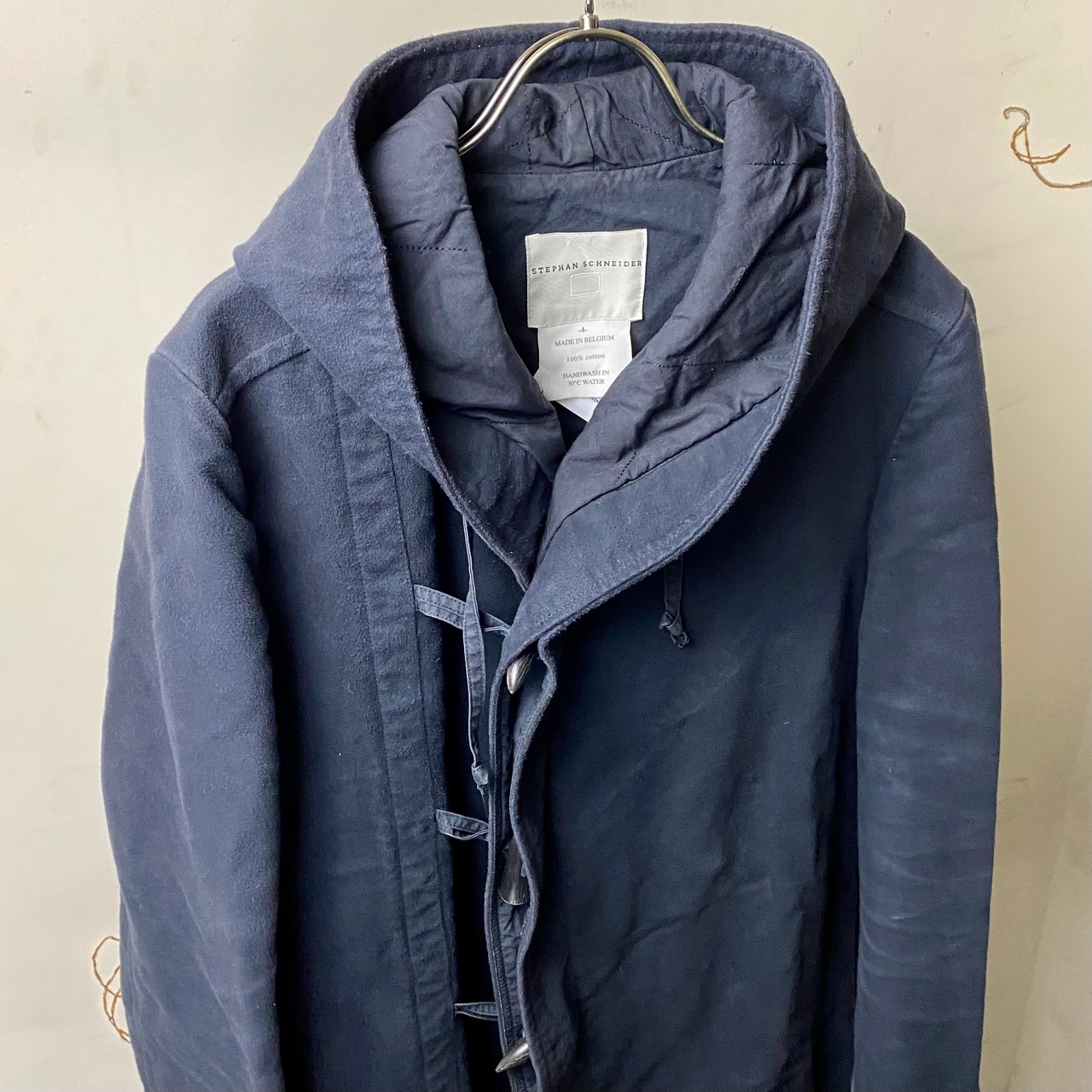 STEPHAN SCHNEIDER black moleskin hoodie coat