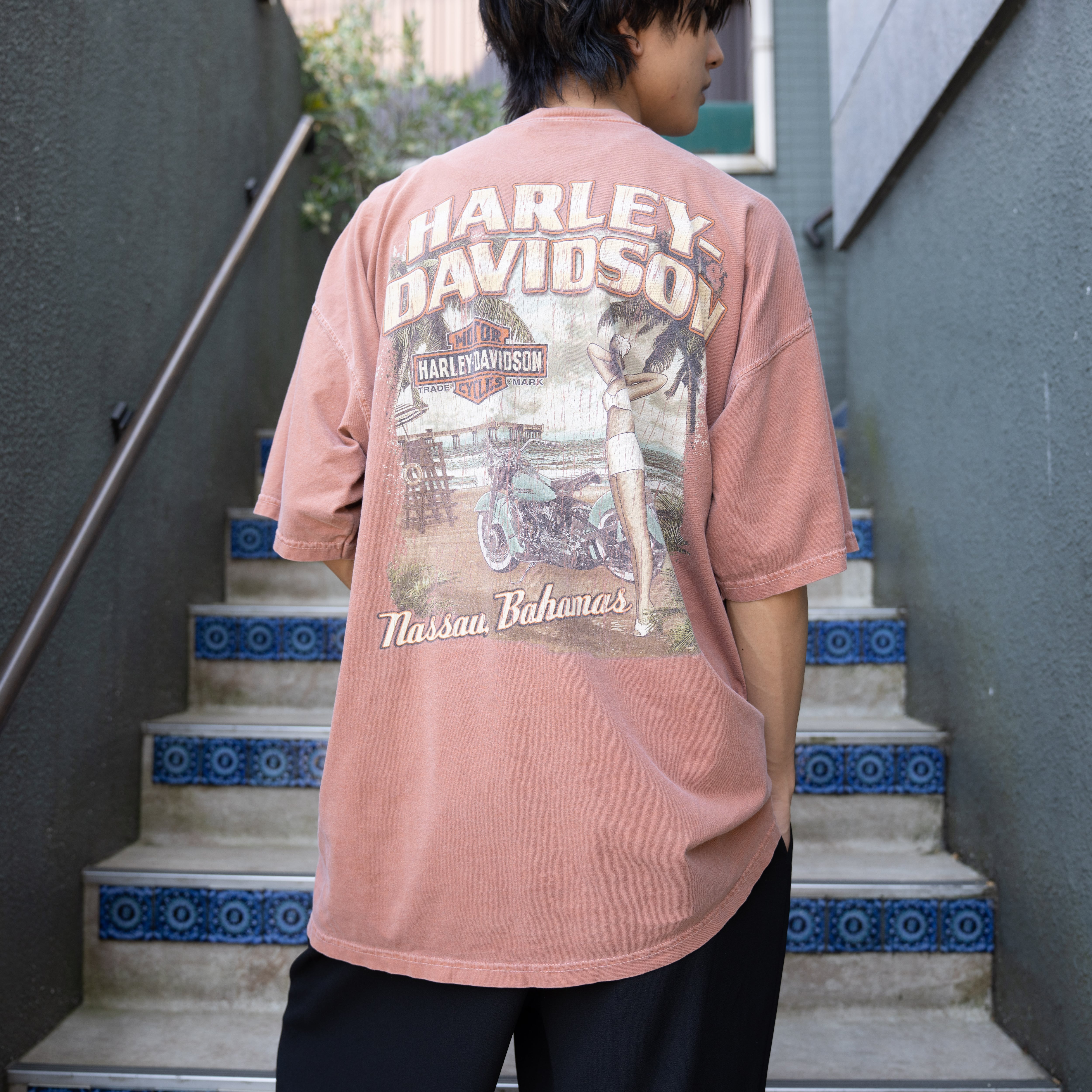 USA VINTAGE HARLEY DAVIDSON BEAUTY PRINT DESIGN T SHIRT/アメリカ