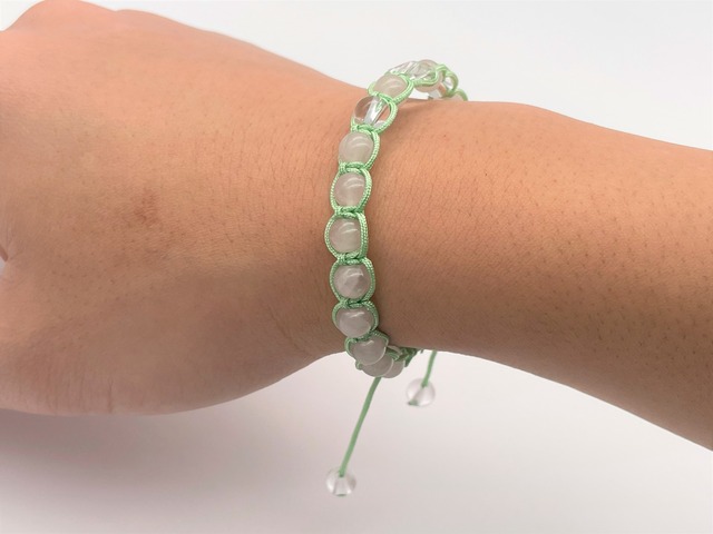 編みブレスレット（ローズクォーツ・水晶ヒランヤ）