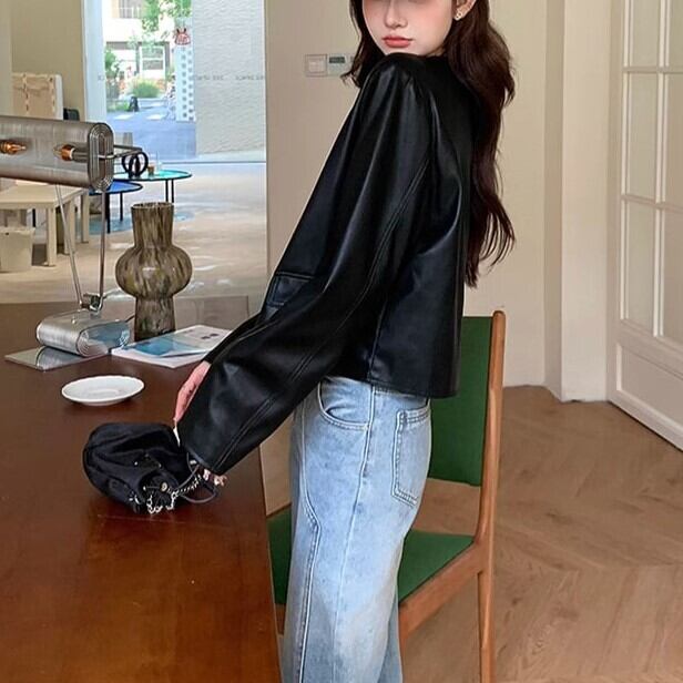 レザージャケット フェイク ライダース レディース アウター 長袖 ノー