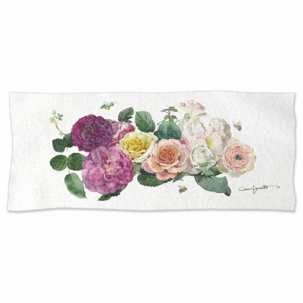 和薔薇とブルービー　厚手 フェイスタオル