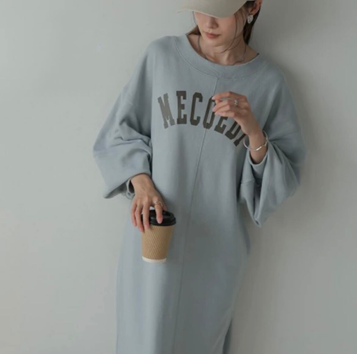 2color / 袖ボリューム前後2WAYマーメイドスウェットワンピース