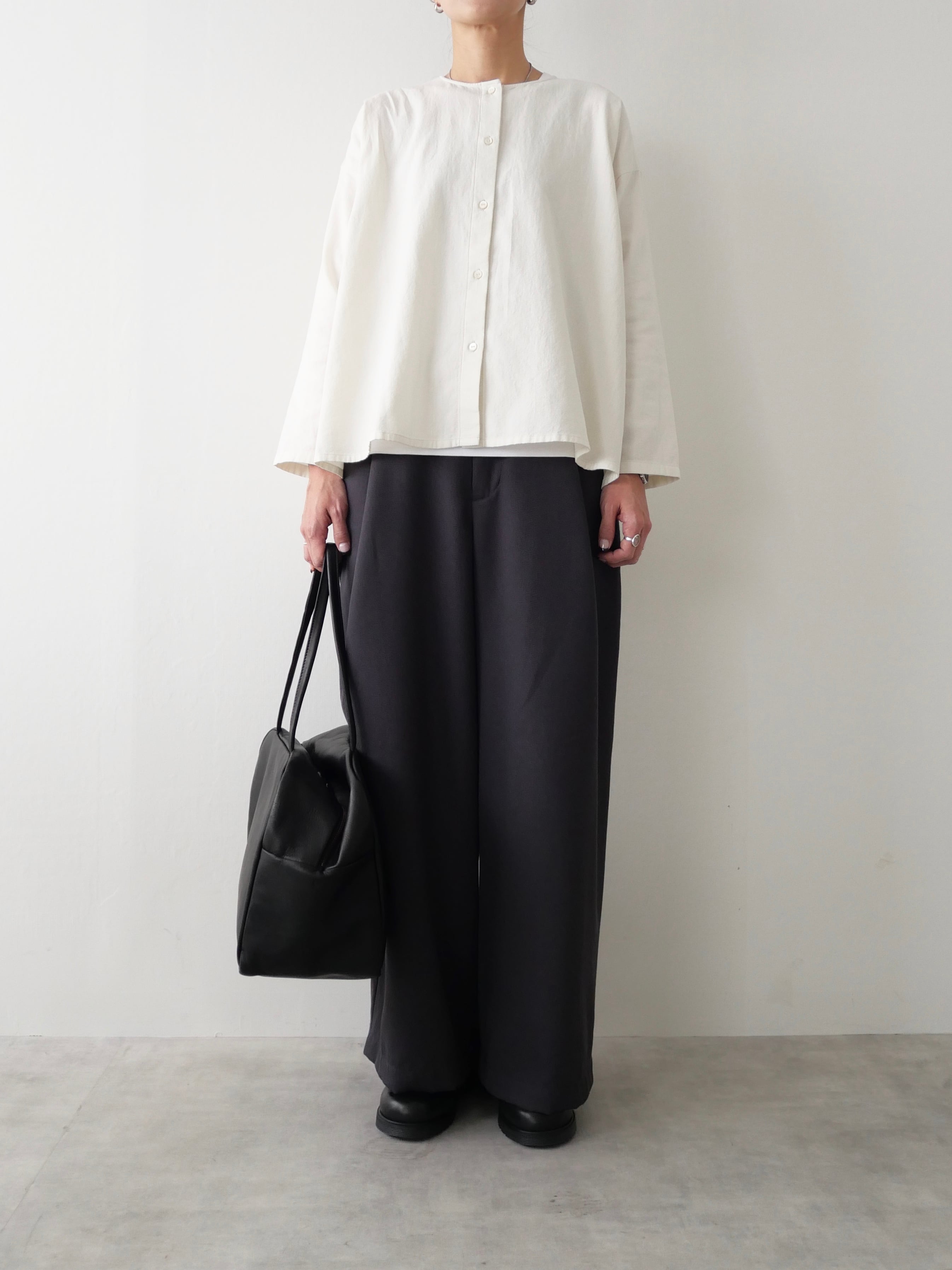 evam eva / cotton wool no collar shirt | t a - n a