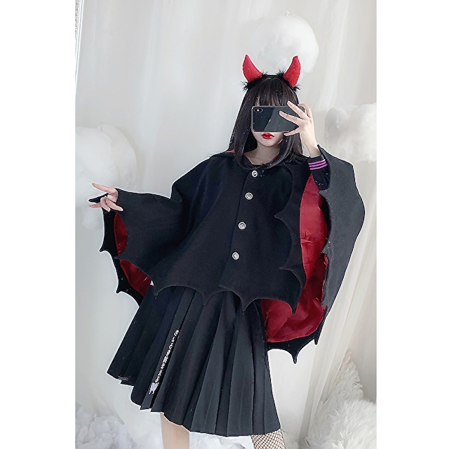 天使と悪魔 マント ジャケット 悪魔 暗黒 バッド コウモリ ゴシック ウール 厚手 ゴスロリ 病み可愛い 原宿系 イベント 衣装 10代 代 天使と悪魔 サブカル系ファッション Seasonz 天使と悪魔 マント ジャケット 悪魔 暗黒 バッド コウモリ ゴシック ウール 厚手 ゴスロリ 病み可愛い 原宿系 イベント 衣装 10代 代 天使と悪魔 サブカル系ファッション Seasonz