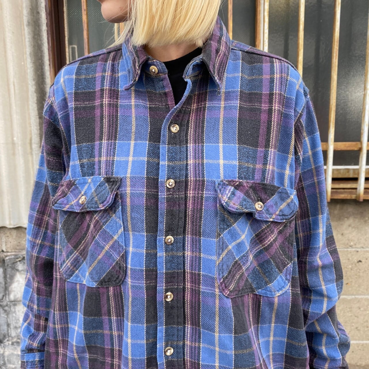 90年代 Five Brother ファイブブラザー チェック柄 長袖 ヘビー