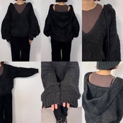 ブークレキーネックフーディーPO/ブラック