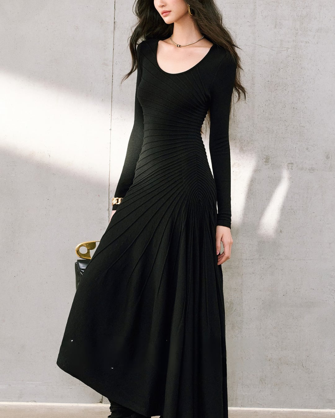 アシンメトリーヘムニットワンピース A25296