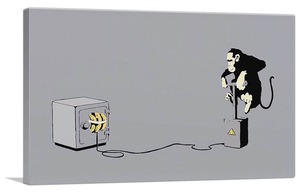 バンクシー「デトネーター モンキー/Detonator Monkey」展示用フック付きキャンバスジークレ