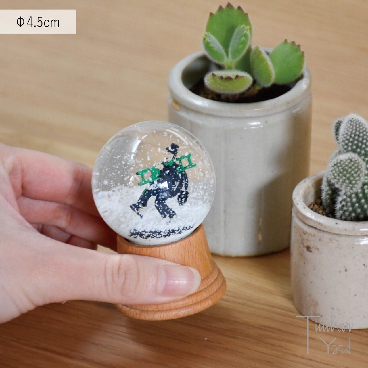 ONLINE限定】スノードーム / 森のスキーヤー / 木製台座 / Φ4.5cm