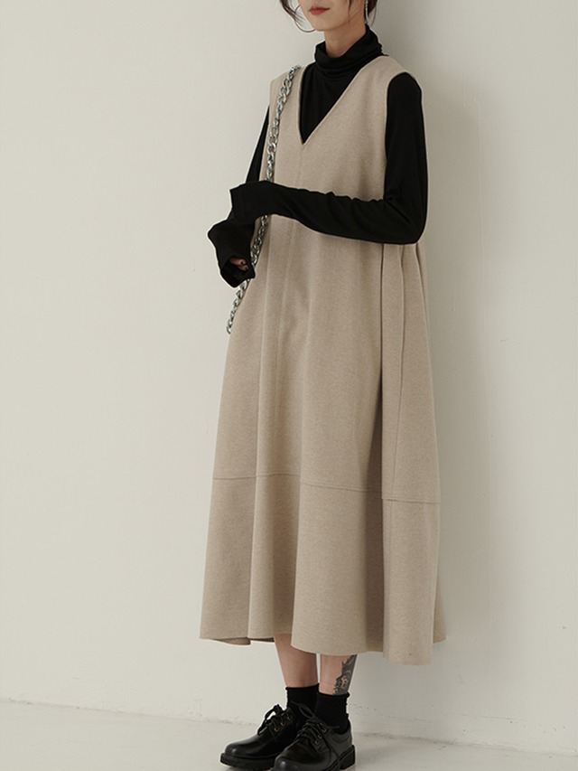 v-neck sleeveless dress 2colors【2024022402】