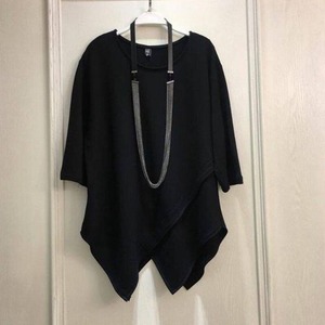 Irregular hem design 3/4 sleeve T-shirt(MT1506)