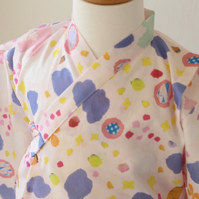 【カジュアル 着物】ふわもこ 被布コート  夢の木 ペールピンク 80〜110サイズ // 送料無料 //