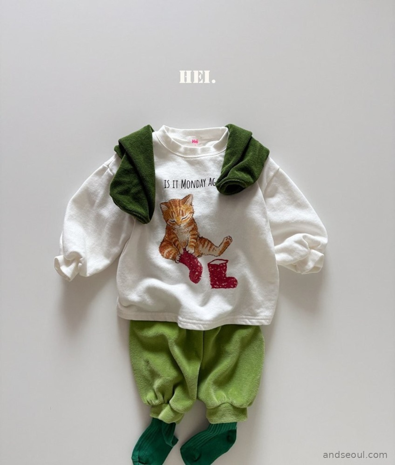 【取寄/韓国直送】Hei にゃんこロングTシャツ |秋服|韓国子供服|26/AT