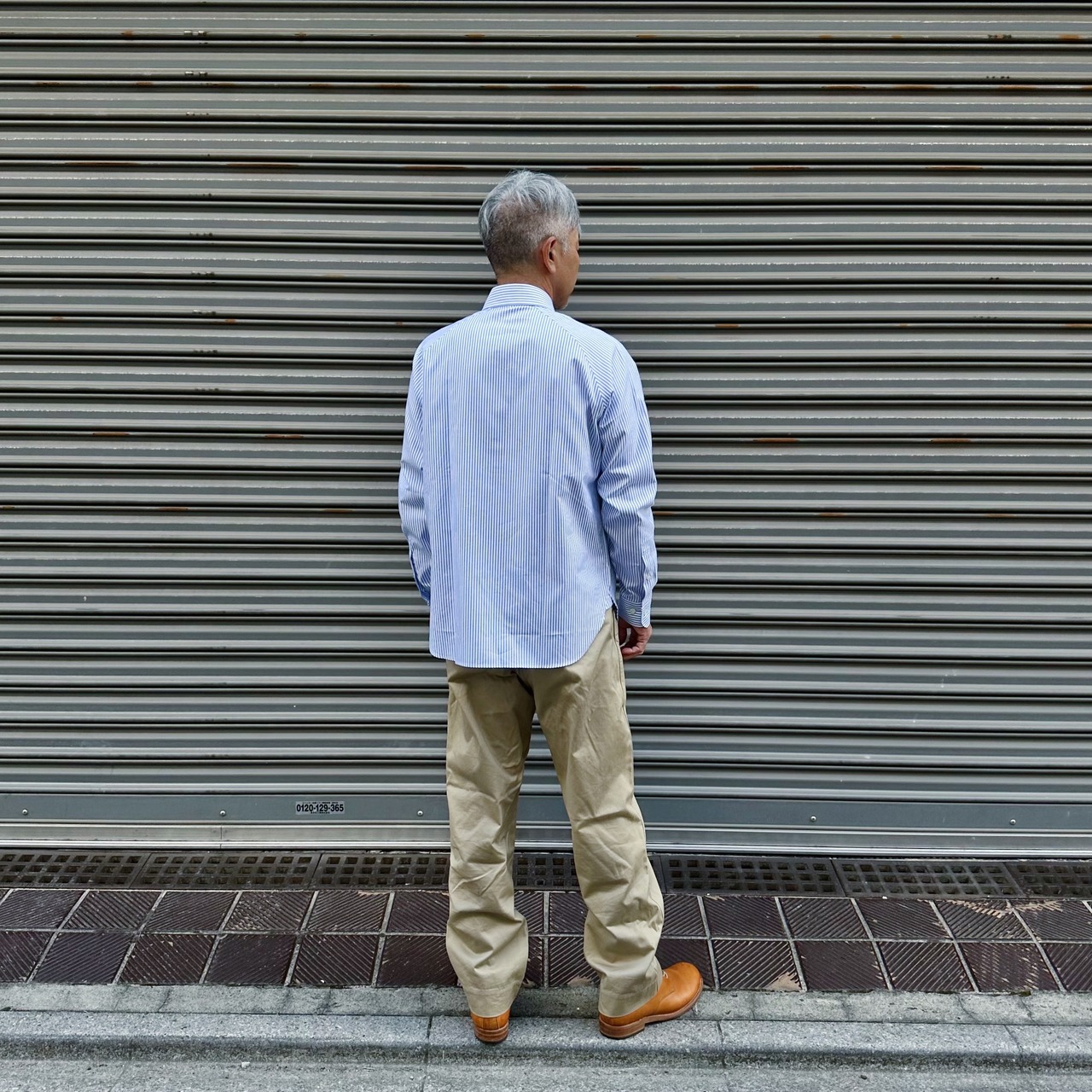 ( BLUE ) RAGLAN SLEEVE OXFORD STRIPE SHIRT