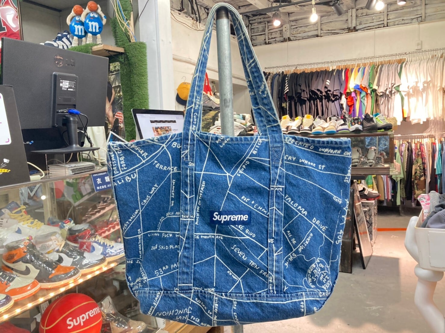 Supreme GONZ MAP DENIM TOTE BAG WASHED BLUE 70KB3167 | BRAND ...