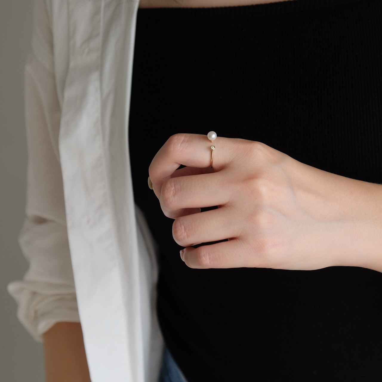 <Emi> あこやパールフォークリング JOUGEN【K10】