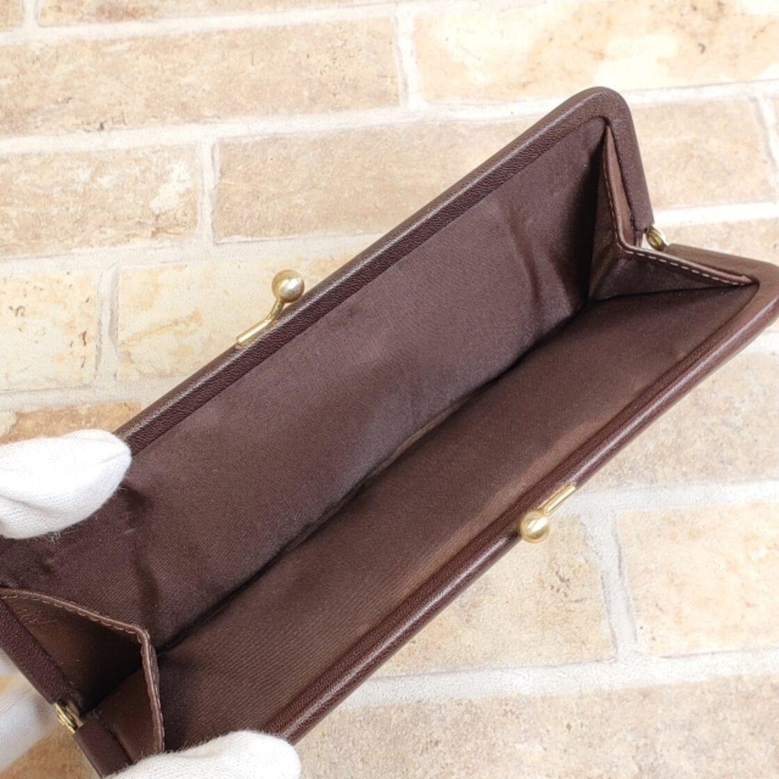 オールドコーチ ☆ レザー がま口 ステッチデザイン 長財布 ダーク 
