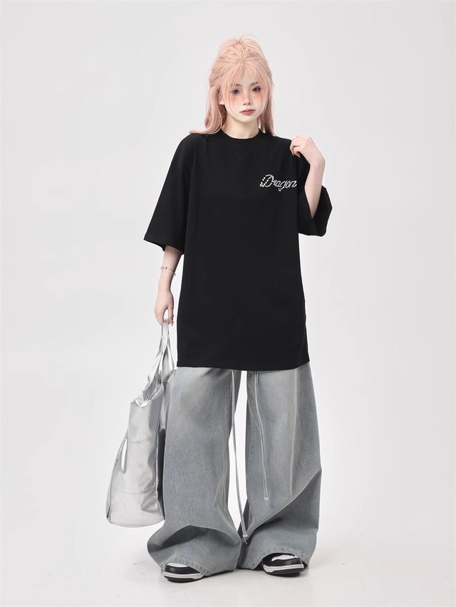 パールデザインオーバーサイズTシャツ 1013-240226026