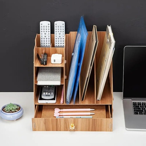 デスク収納 木製 A4収納可 小物収納 書類収納 幅33cm 引出し付 多機能収納棚 ヴィンテージ 北欧