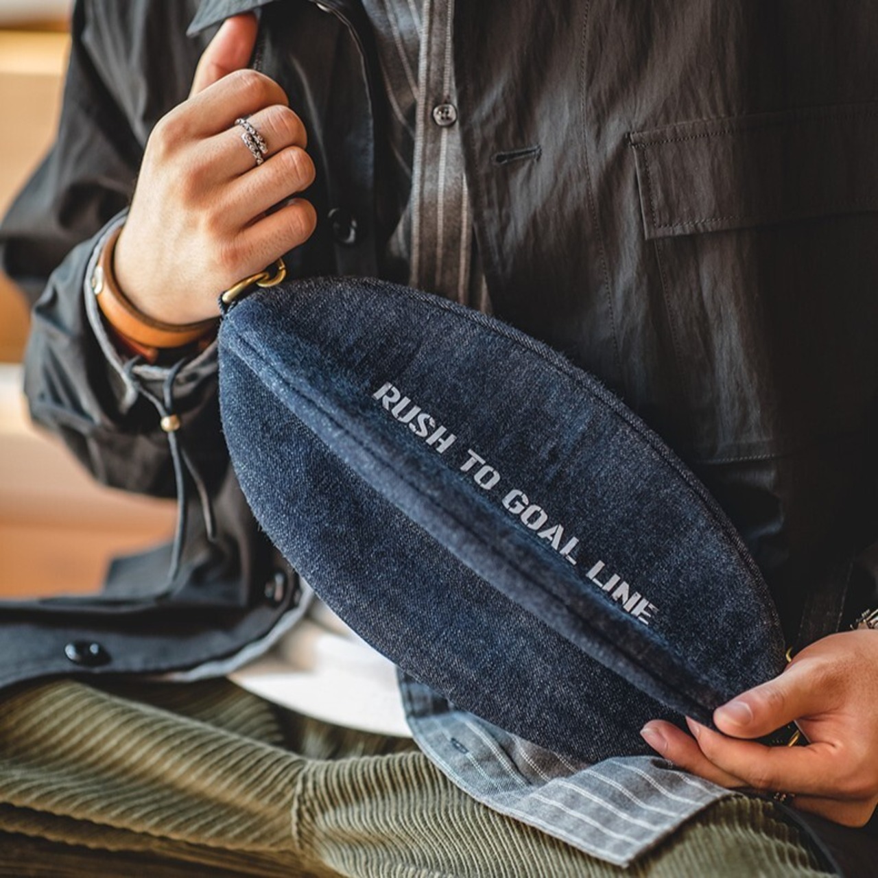 Denim Crossbody Rugby Bag / デニム クロスボディ ラグビー バッグ