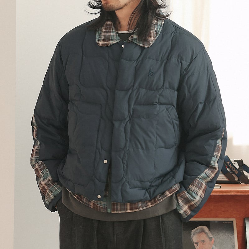 チェック柄ドッキングダウンジャケット 00024