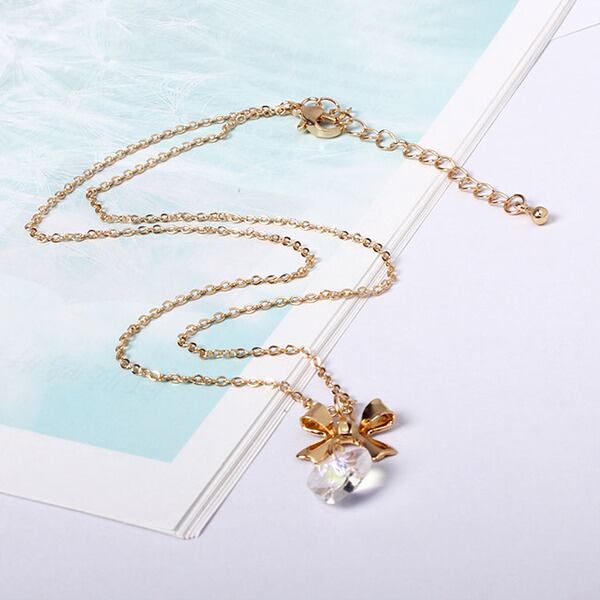 シンプル かわいい クリスタル ハート ネックレス クリア