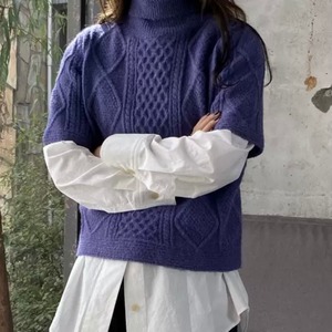 ハーフスリーブローゲージニット　A0763