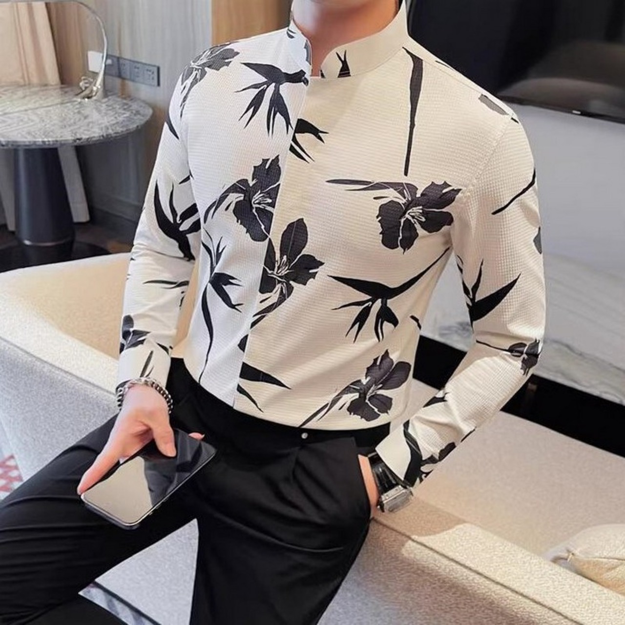 long sleeve printed shirt tops 00297